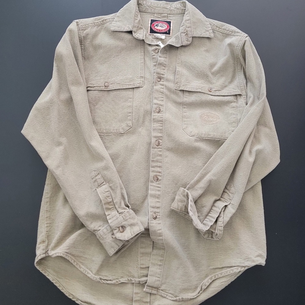 Australian Outback Collection Mens Medium Khaki Canvas Button Down Shirt Canada